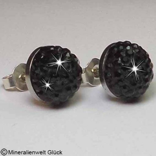 Ohrstecker schwarz Halbkugel, Schmuck, Edelsteine, Heilsteine