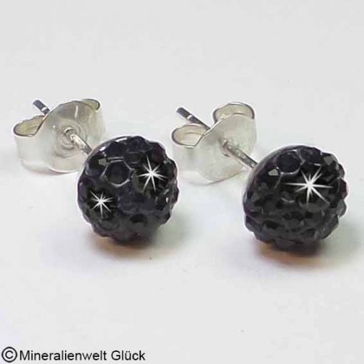 Ohrstecker Halbkugel schwarz,Ohrschmuck, Edelsteine, Heilsteine